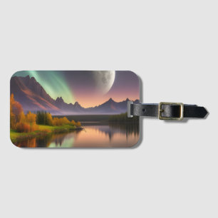 Moon over Mountain Landscape  Luggage Tag