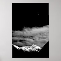 Moon over snow covered mountain by J.W. Fatherree.