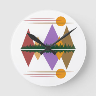 Moon Over The Mountains #4 Round Clock