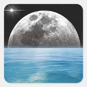 Moon Over the Ocean Square Sticker