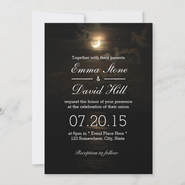 Moon over the Sea Wedding Invitation (Front)
