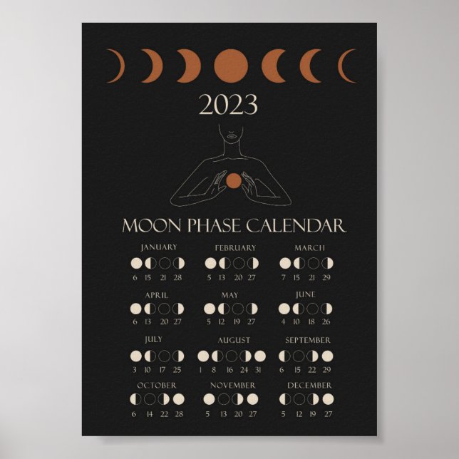Moon Phase Calendar 2023 Wall Art (Front)