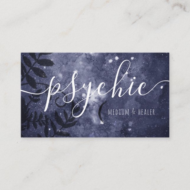 Moon Phase Celestial Sky Psychic Medium Healer Business Card (Front)