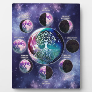 Moon Phase Chart with Tree of Life   Celestial Plaque