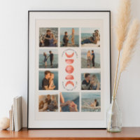 Moon Phase Engagement Photo Collage Poster