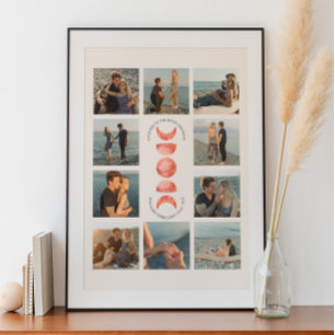 Moon Phase Engagement Photo Collage Poster
