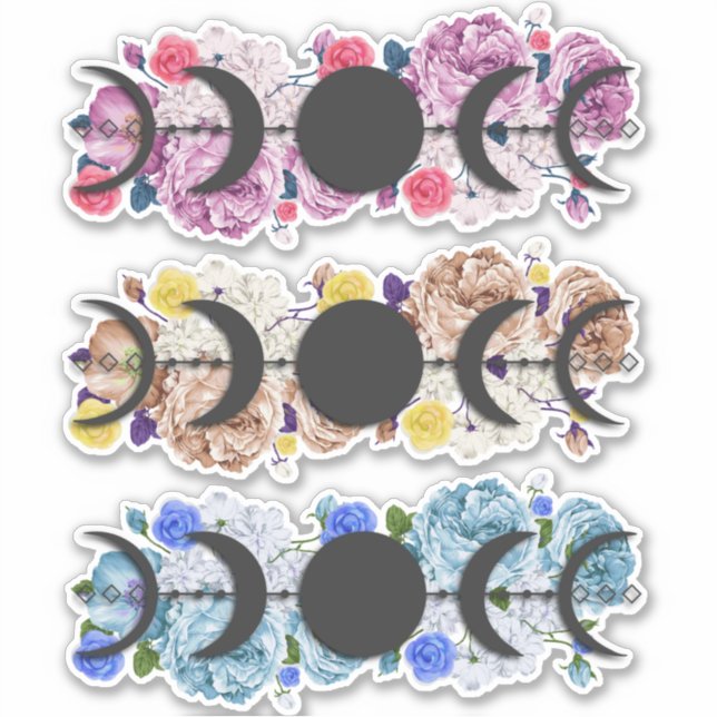 Moon Phase Floral Sticker Set (Front)