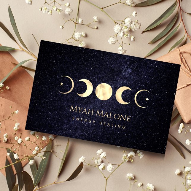 Moon Phase Galaxy Yoga Energy Healer  Business Card (Creator Uploaded)