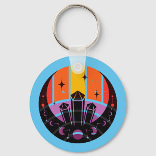Moon Phase Gemstone Stars Sunset Key Ring