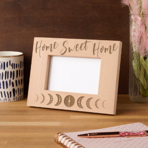 Moon phase home sweet home family  etched frames