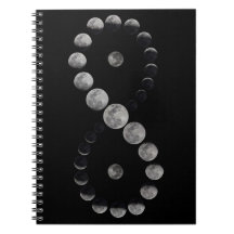 Moon phase infinity black notebook 