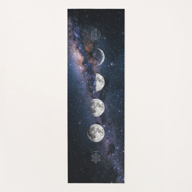 Moon phase over milky way  yoga mat (Front)