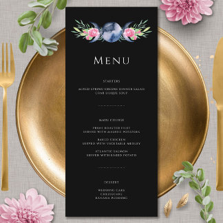 Moon Phase Pink Floral Metaphysical Wedding Menu