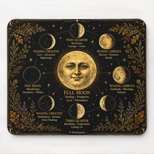 Moon Phase Spellcasting Guide  Mouse Pad (Front)
