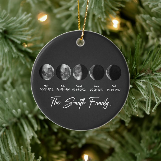 Moon Phase The Smith Family – Custom Names & Dates Ceramic Tree Decoration (Tree)