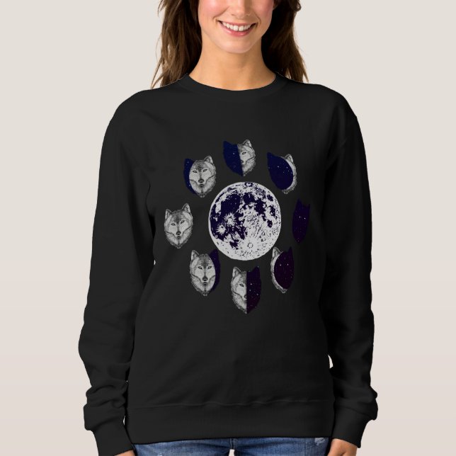 Moon Phase Tree Of Life With A Wolves and Astrolog Sweatshirt (Front)