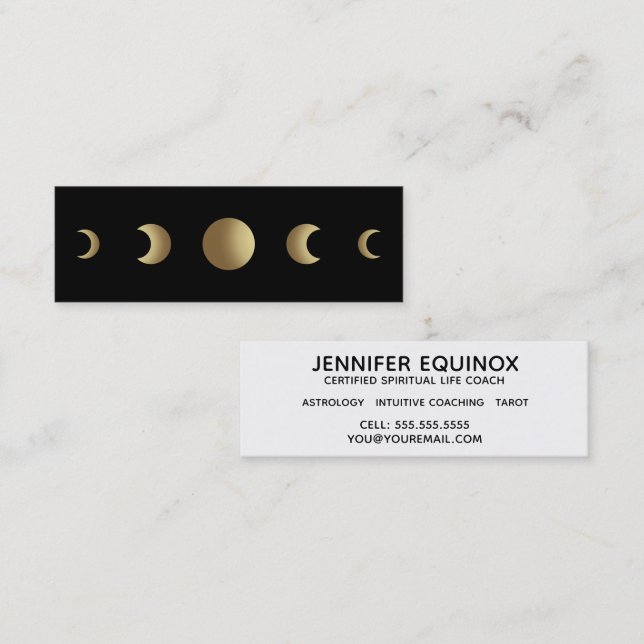 Moon Phases Astrologer Tarot Reader Mini Business Card (Front/Back)