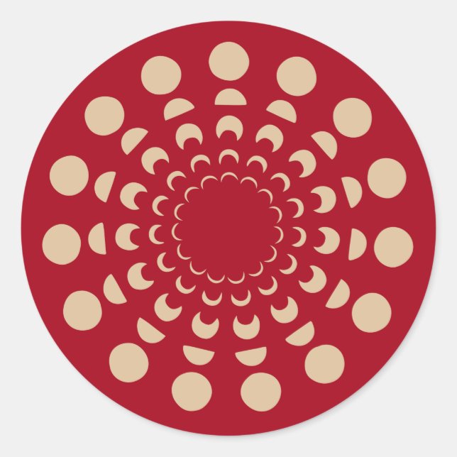 Moon Phases, Astrological, Gold, Red, Celestial Classic Round Sticker (Front)