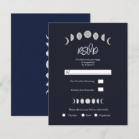 Moon Phases Blue Astrology Celestial Wedding RSVP 