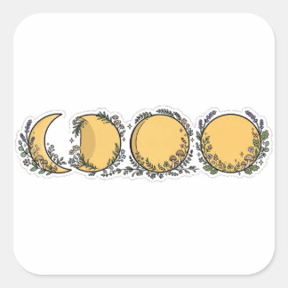 Moon Phases Botanical Witchy Aesthetic Sticker