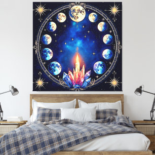 Moon Phases Crystal Cosmos Canvas Print