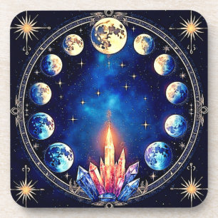 Moon Phases Crystal Cosmos Coaster