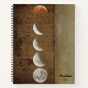 Moon phases distressed grunge personalised notebook