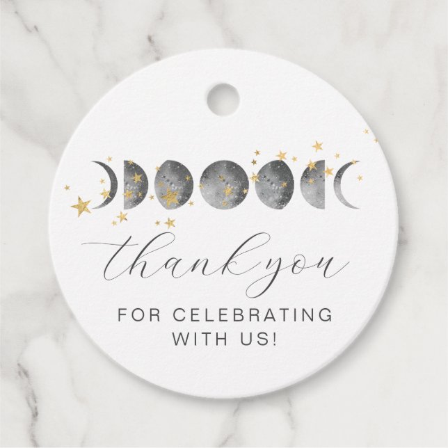 Moon Phases Gold Stars Favour Tags (Front)