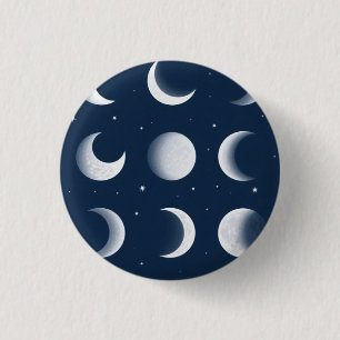 Moon Phases Grid Celestial Pattern Design 3 Cm Round Badge