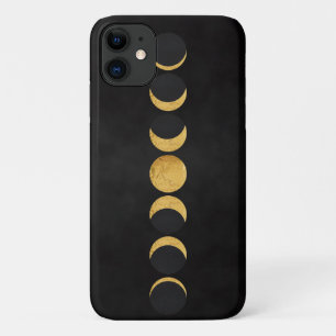 Moon phases in gold withblack textured background  Case-Mate iPhone case