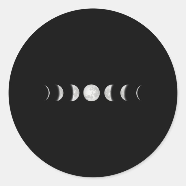 Moon Phases Lunar Gothic Goth Witchy Wicca Grunge  Classic Round Sticker (Front)