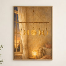 Moon Phases Mobile Watercolour Celestial Poster