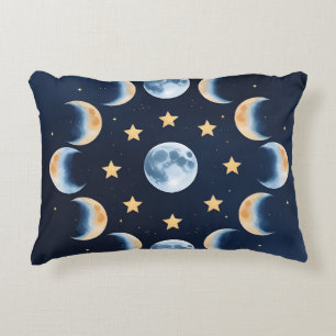 Moon Phases & Stars Celestial Accent Pillow