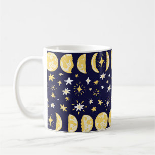 Moon Phases Stars Vintage Background Coffee Mug