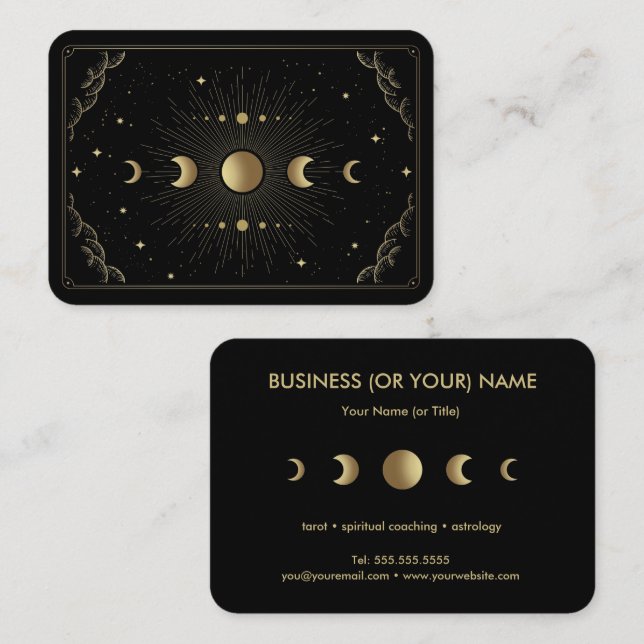 Moon Phases Tarot Reader Astrologer Business Card (Front/Back)
