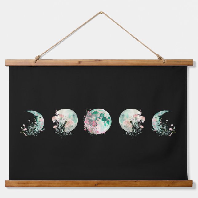 Moon Phases Wood Topped Wall Tapestry (Front)