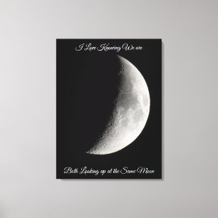 Moon Photography and Romantic Quote   Canvas Print