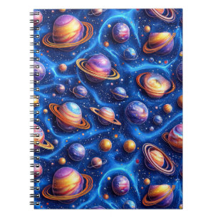 Moon planets galaxy notebook