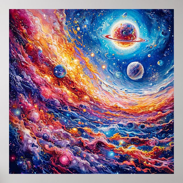 Moon planets galaxy poster (Front)
