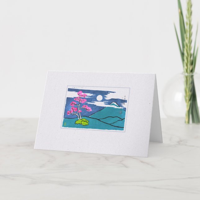 Moon & Plum Blossoms Mt. Fuji (Blank) 2 Card (Front)