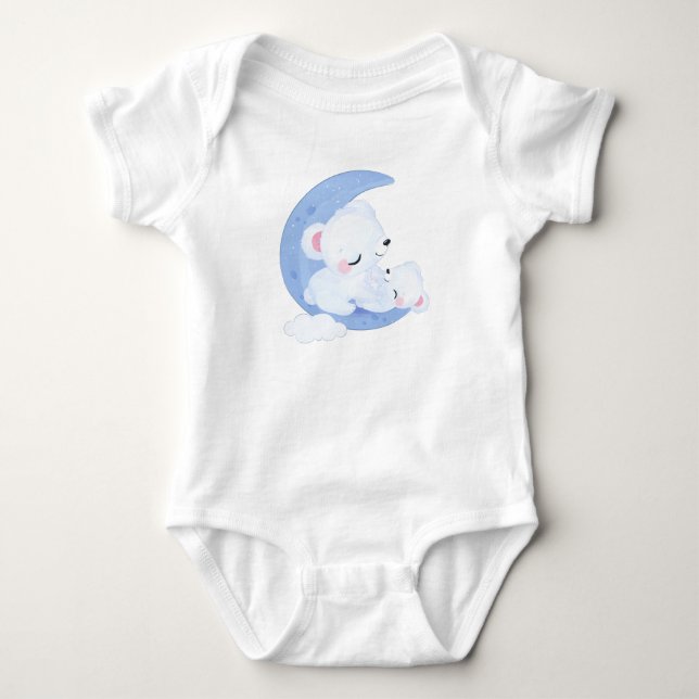 Moon Polar Bears Baby Bodysuit (Front)