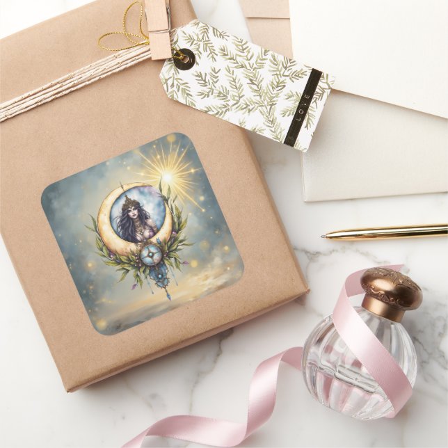 Moon Priestess – Keeper of the Celestial Balance.  Square Sticker (Gifting)