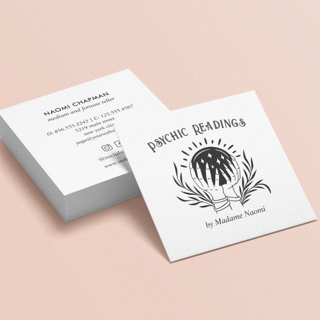 MOON PSYCHIC MEDIUM CRYSTAL BALL FORTUNE TELLER  SQUARE BUSINESS CARD (Creator Uploaded)