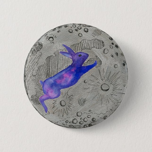 Moon Rabbit 6 Cm Round Badge (Front)
