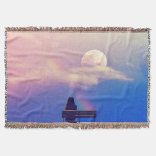 Moon Rainbow: Pastel Sky Beauty. Throw Blanket