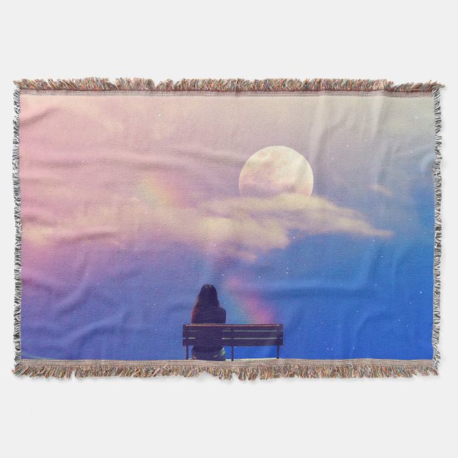 Moon Rainbow: Pastel Sky Beauty. Throw Blanket (Front)