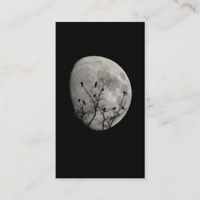 Moon Raven Gothic Crows Silhouette Business Card (Front)