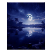 Moon Reflecting Onto Lake Surface