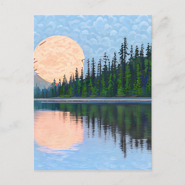 Moon Reflecting Over a Lake Postcard (Front)