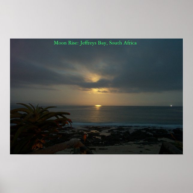 Moon Rise over Supertubes, J-Bay, South Africa Poster (Front)